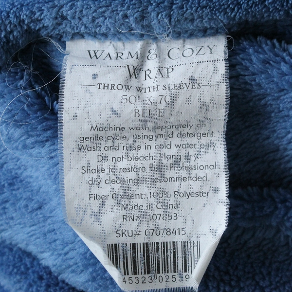 Warm & Cozy Blue Fleece Throw Blanket with Sleeves 50x70 Soft Wrap