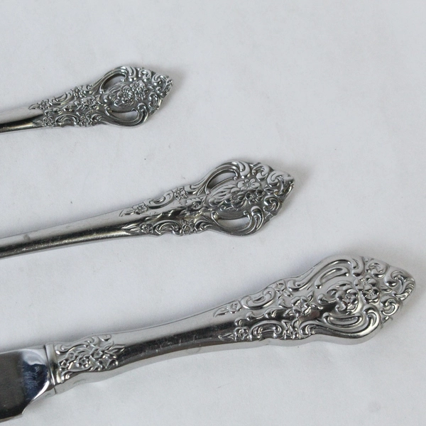 Towle Lot of 11 Antique Rose Silver Stainless Steel Dinnerware Set Korea