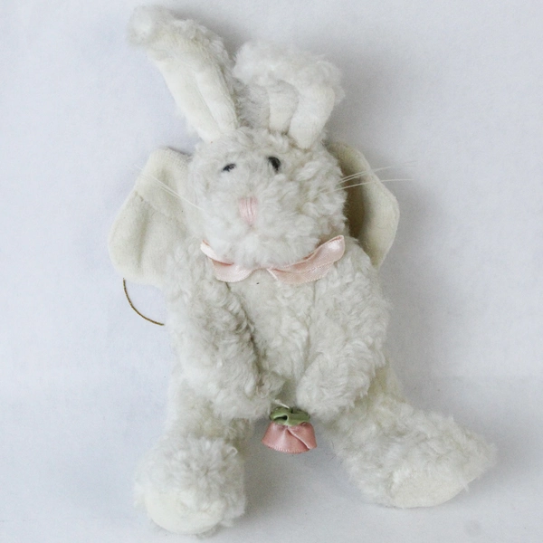 The Boyds Collection Plush Bunny Angel Ornament Holding Satin Rose 8"