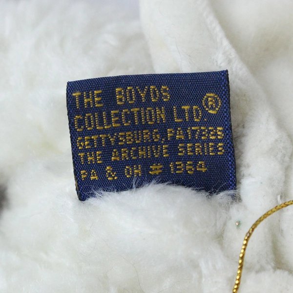 The Boyds Collection Plush Bunny Angel Ornament Holding Satin Rose 8"