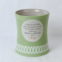 My Soul's Window Utensil Holder Green Ceramic Kitchen Storage Container