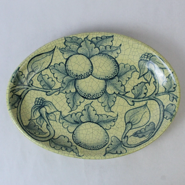 Casal Pottery Decorative Tray 14" Yellow Green Squash Made in Mexico