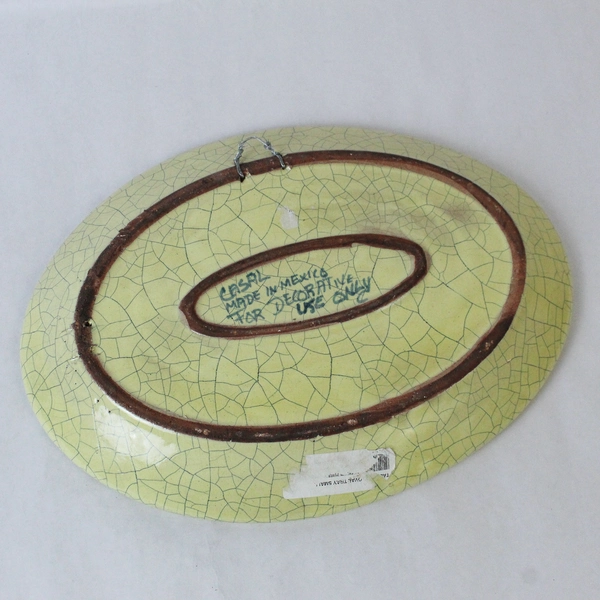 Casal Pottery Decorative Tray 14" Yellow Green Squash Made in Mexico