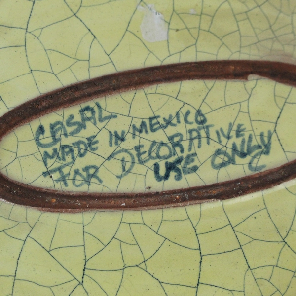 Casal Pottery Decorative Tray 14" Yellow Green Squash Made in Mexico