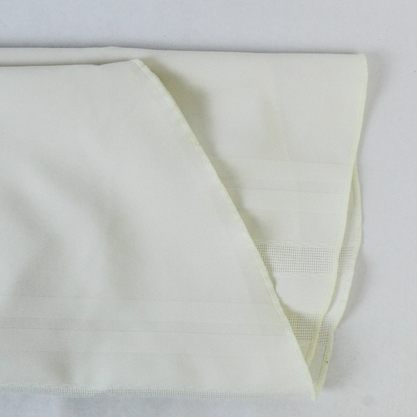 Ecru White Woven Polyester Blend 66" Round Tablecloth Textured Stripe