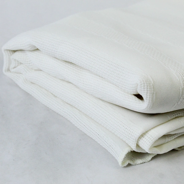 Ecru White Woven Polyester Blend 66" Round Tablecloth Textured Stripe