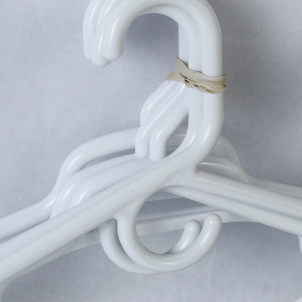 Mixed Lot of 15 White Plastic Clothes Hangers Tubular Closet Organizers