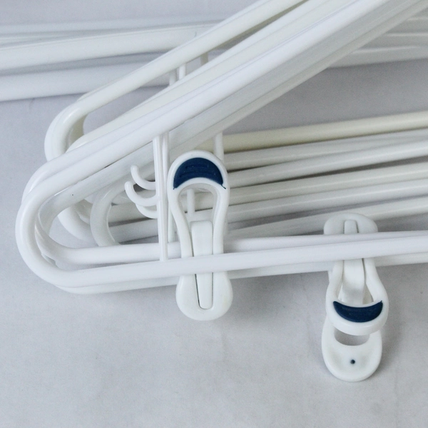 Mixed Lot of 15 White Plastic Clothes Hangers Tubular Closet Organizers