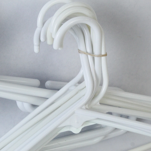 Mixed Lot of 15 White Plastic Clothes Hangers Tubular Closet Organizers