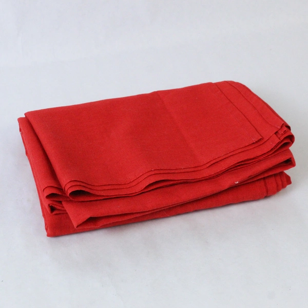 Handmade Red Round Tablecloth 58"x62" Linen Like Fabric Home Decor