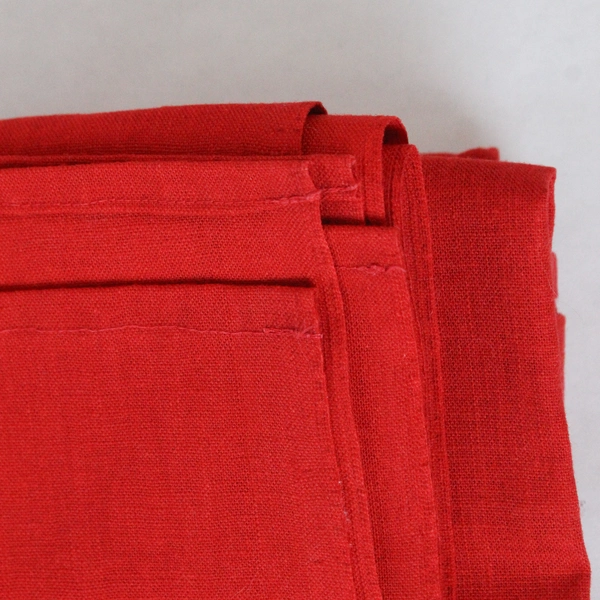 Handmade Red Round Tablecloth 58"x62" Linen Like Fabric Home Decor