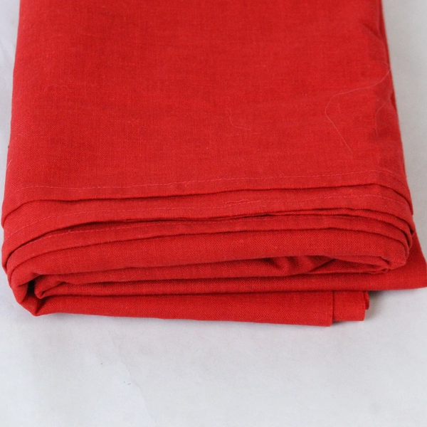 Handmade Red Round Tablecloth 58"x62" Linen Like Fabric Home Decor