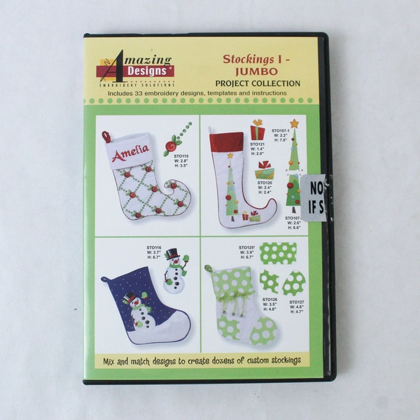 Amazing Designs Stockings 1 Jumbo Embroidery CD Rom 2012 ADC-64J