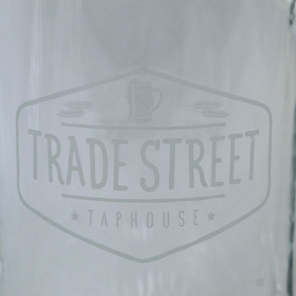 Trade Street Tap House Clear Glass Beer Mug 6.5" Tall Drinkware Barware
