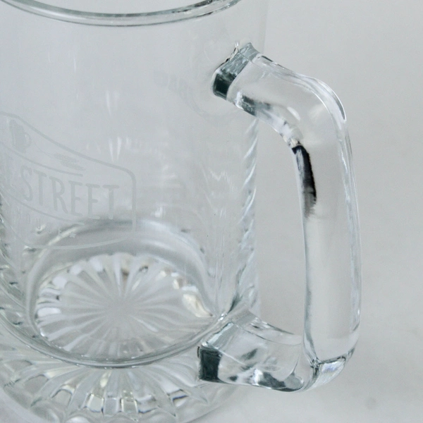 Trade Street Tap House Clear Glass Beer Mug 6.5" Tall Drinkware Barware