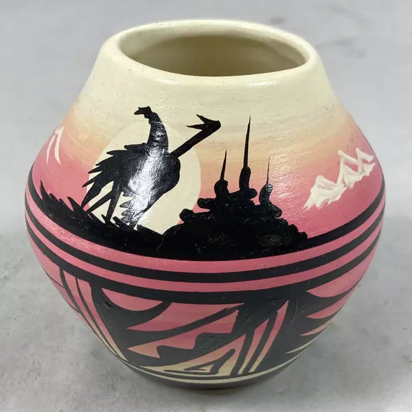 Small Hand Painted Navajo Miniature Clay Pot Signed Jaycee Native American