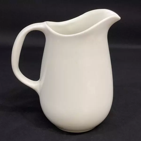 Vintage White Stoneware Pitcher Sunflower Design 7" Tall Ceramic Jug