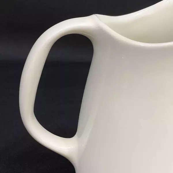 Vintage White Stoneware Pitcher Sunflower Design 7" Tall Ceramic Jug