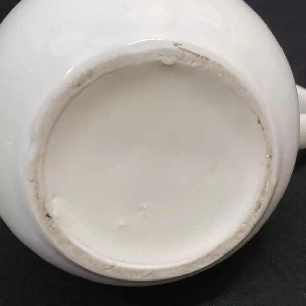 Vintage White Stoneware Pitcher Sunflower Design 7" Tall Ceramic Jug