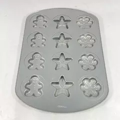 Wilton Non-Stick Aluminum Christmas Cookie Tray Gingerbread Stars Snowflakes