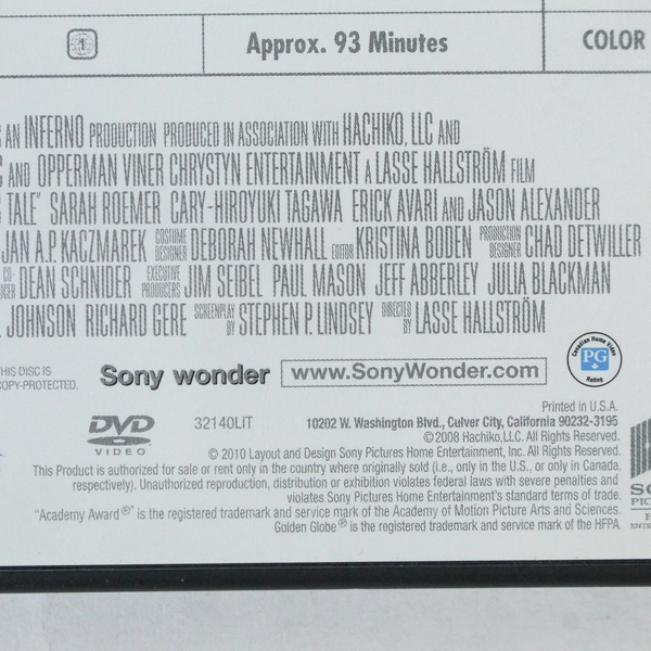 Hachi A Dog's Tale DVD 2009 - Good Pre-Owned Condition, Sony Pictures