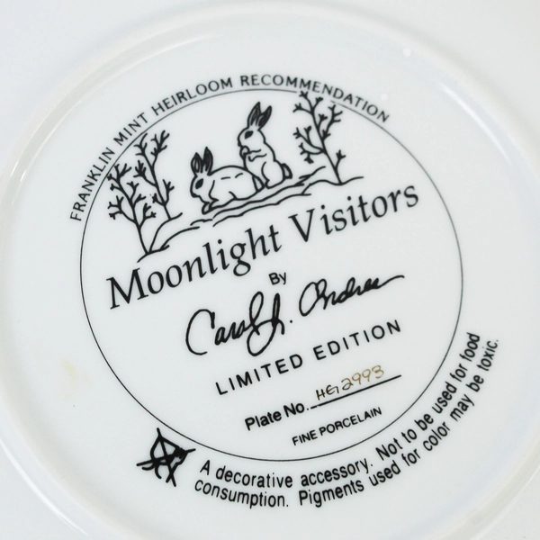 Franklin Mint Moonlight Visitors Collector Plate 8" Limited Edition Porcelain