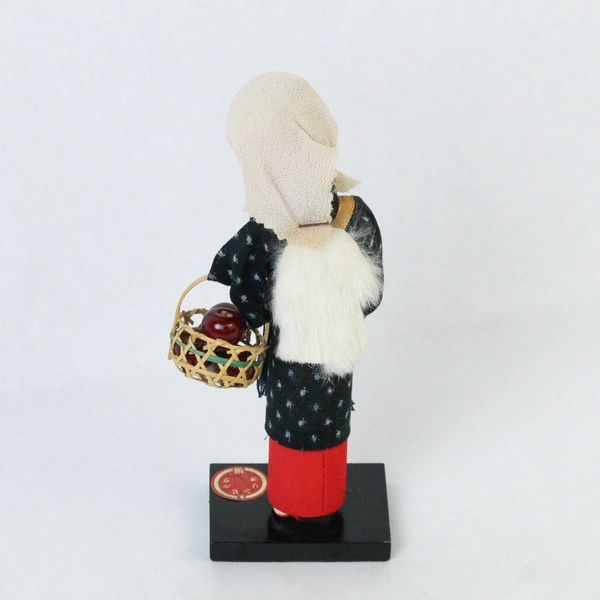 Japanese Figurine Peasant Girl Woman Carrying Apples on Stand 8" Tall Doll