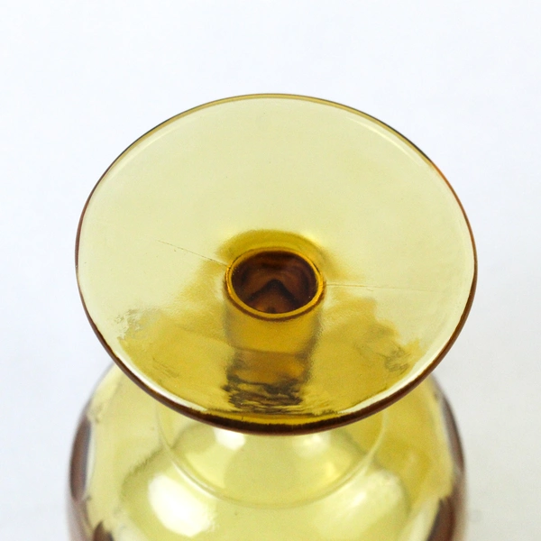 Vintage Amber Yellow Thumbprint Glass Schooner Goblet 16oz 6.5" Tall Good Cond