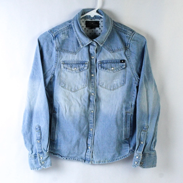 Lucky Brand Girls' Light Wash Denim Jacket Size XL 100% Cotton Pre-Owned