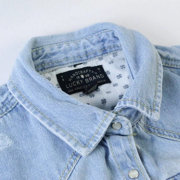 Lucky Brand Girls' Light Wash Denim Jacket Size XL 100% Cotton Pre-Owned