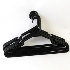 Lot of 10 Black Plastic Clothes Hangers Tubular Closet Organizers 16.25"