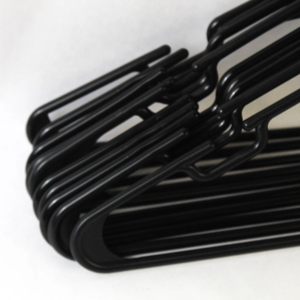 Lot of 10 Black Plastic Clothes Hangers Tubular Closet Organizers 16.25"