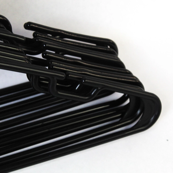 Lot of 10 Black Plastic Clothes Hangers Tubular Closet Organizers 16.25"