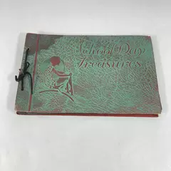 Vintage School Day Treasures Photo Album Green Corded Binding 11x7.25"