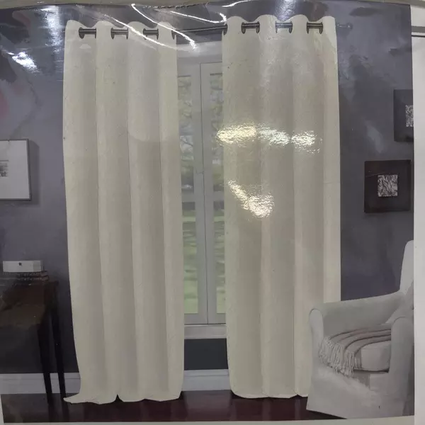Wyndham Ivory One Grommet Window Panel 52"x63" 100% Polyester Rod Fit 1.5"