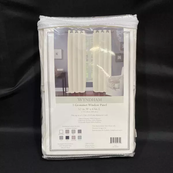 Wyndham Ivory One Grommet Window Panel 52"x63" 100% Polyester Rod Fit 1.5"