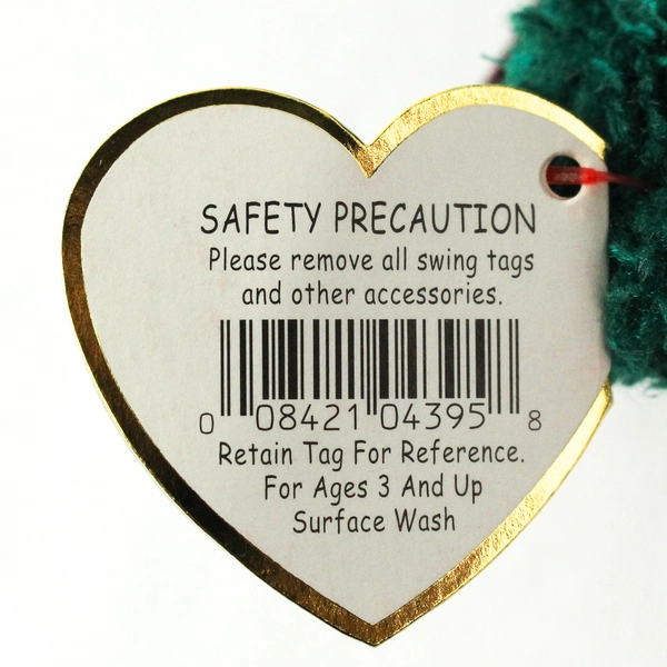 TY Beanie Baby Holiday Teddy 2001 Retired Green Plush Silver Tag PE Pellets