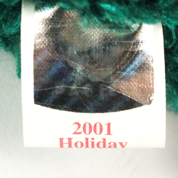 TY Beanie Baby Holiday Teddy 2001 Retired Green Plush Silver Tag PE Pellets