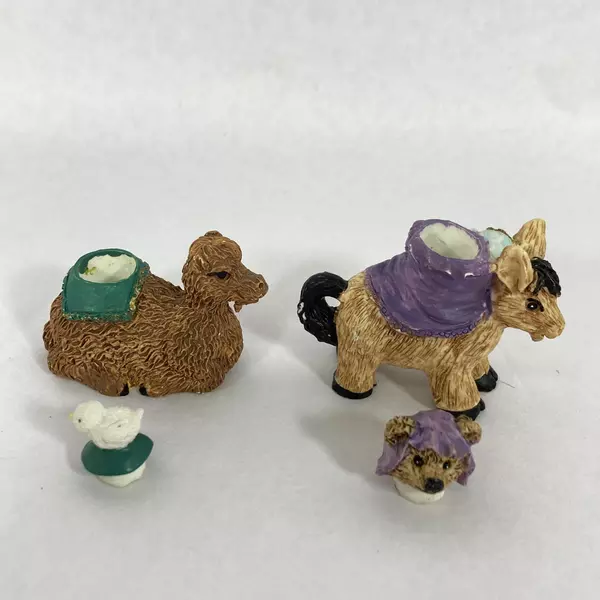 Vintage 1995 Young Inc 9-Piece Child's Bear Nativity Miniature Tea Set Resin