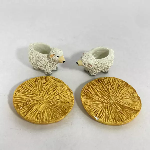 Vintage 1995 Young Inc 9-Piece Child's Bear Nativity Miniature Tea Set Resin