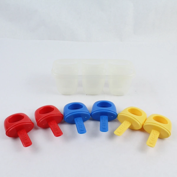 Vintage 6 Cell Ice Popsicle Tray with Colorful Red, Blue & Yellow Handles