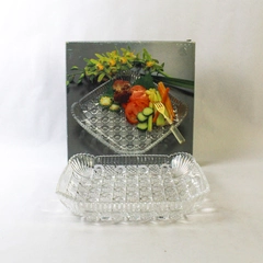 Mikasa Georgian Cut Crystal 9.5" Square Hostess Platter Hoya Japan Boxed