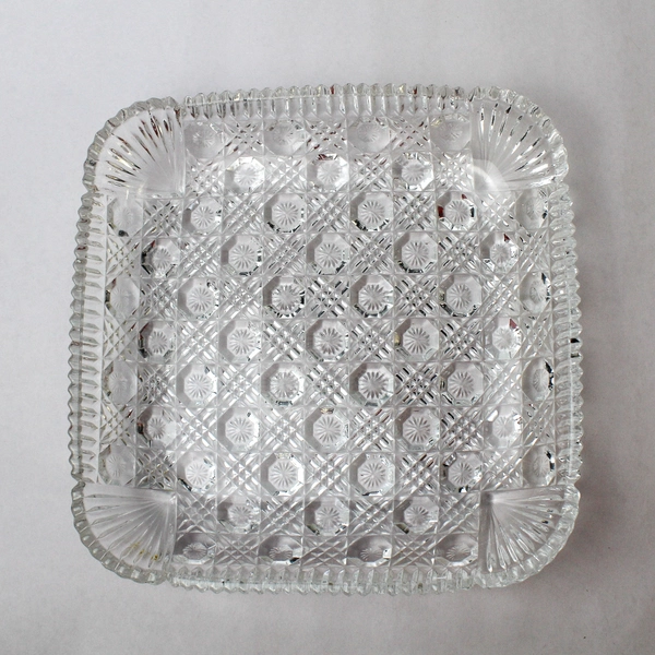 Mikasa Georgian Cut Crystal 9.5" Square Hostess Platter Hoya Japan Boxed