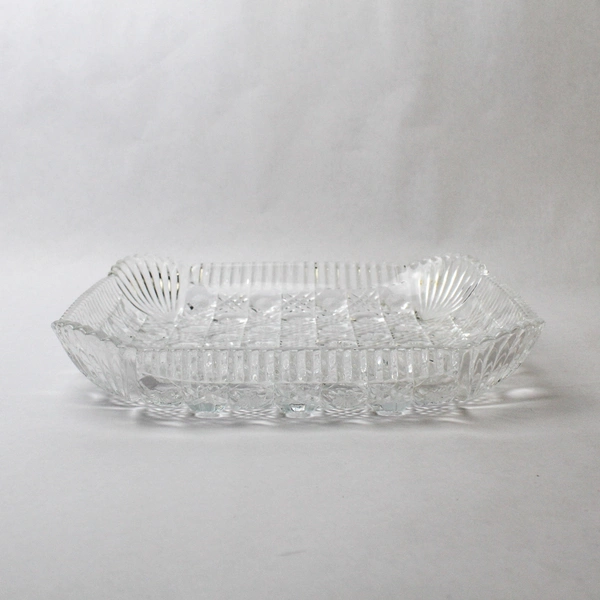 Mikasa Georgian Cut Crystal 9.5" Square Hostess Platter Hoya Japan Boxed