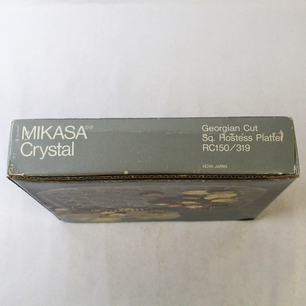 Mikasa Georgian Cut Crystal 9.5" Square Hostess Platter Hoya Japan Boxed