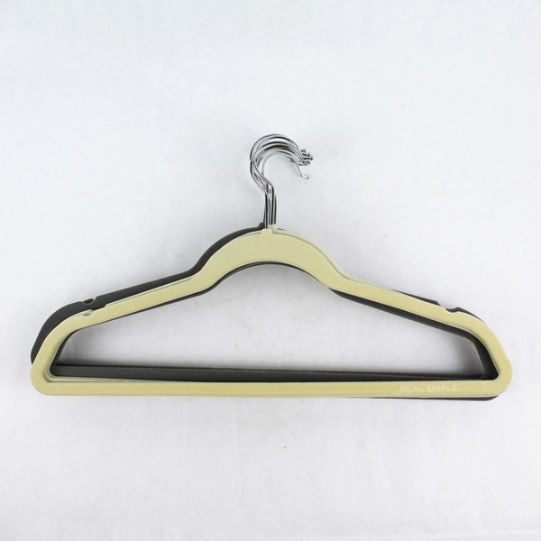 Lot of 10 Velvet Clothing Hangers – Gray & Beige, Standard Size 17.5"