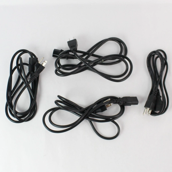 Lot of 4 Black Extension Cords - Varying Lengths & Sizes, Good Condition