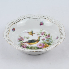 Vintage Schumann Arzberg 5" Lattice Edge Bowl Pheasant Floral Gold Trim