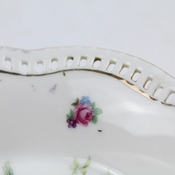 Vintage Schumann Arzberg 5" Lattice Edge Bowl Pheasant Floral Gold Trim