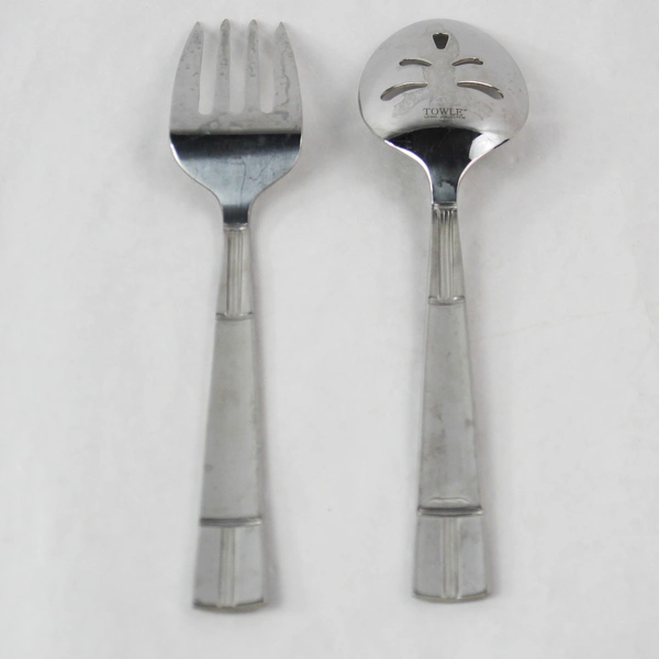 2 PC Towle Living Collection 18/0 Stainless Steel Serving Fork and Spoon Set